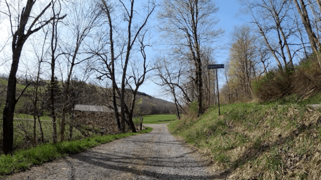 Claysville Gravel Route - Dogwood Hill Road sign. Get ready to climb!