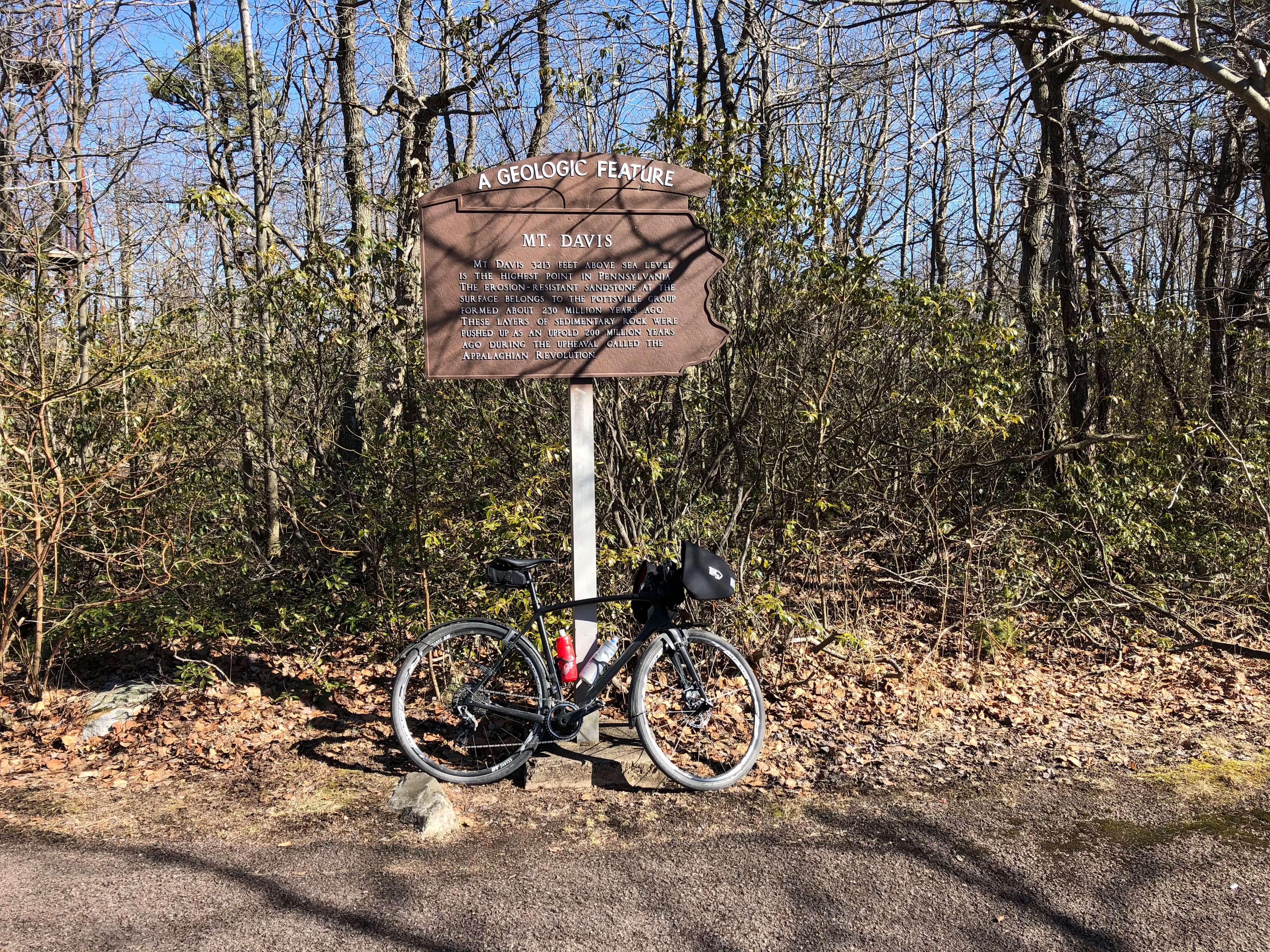 Laurel Highlands Gravel Routes Collection - Ohiopyle Route #2 Mt. Davis Sign