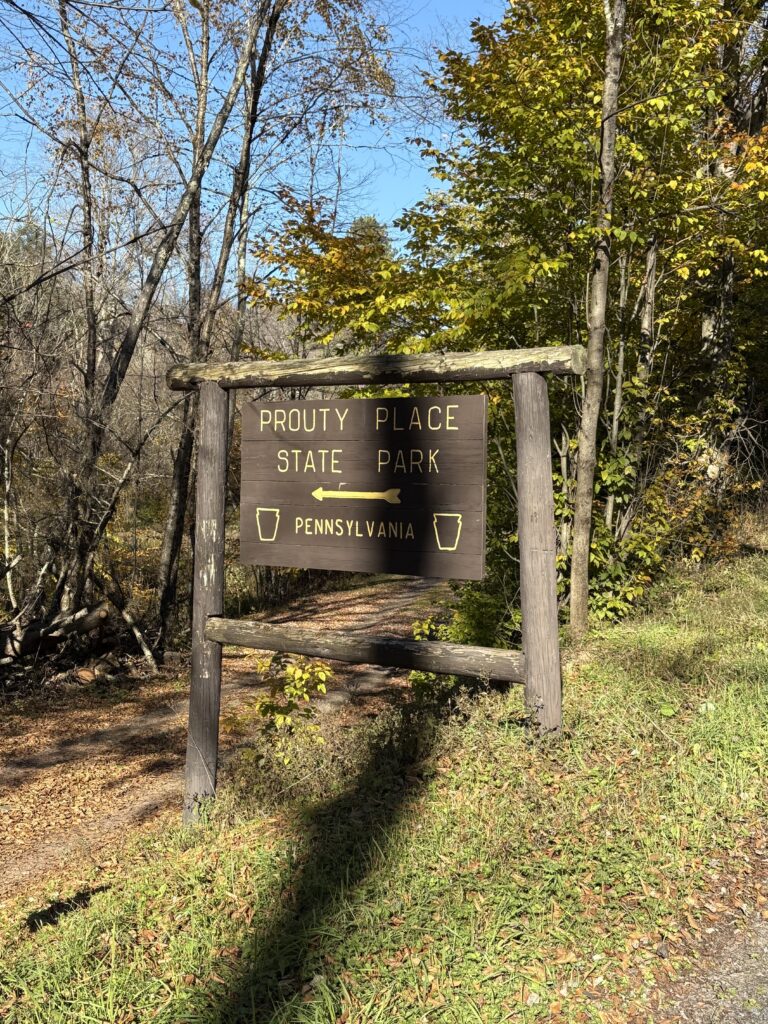 Prouty Place State Park Sign (also on route)